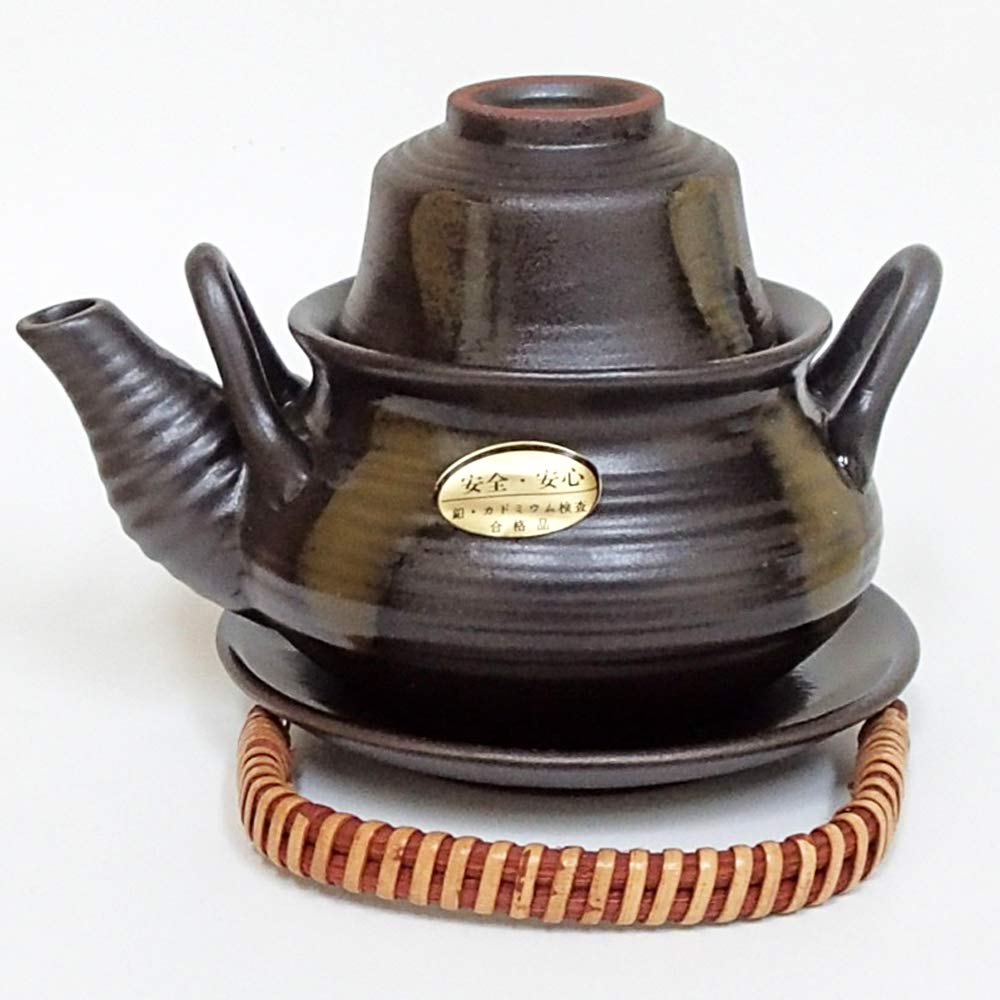 Amazon.co.jp: 土瓶蒸し セット 福型 荒土 直火可 業務用 23y68306-481